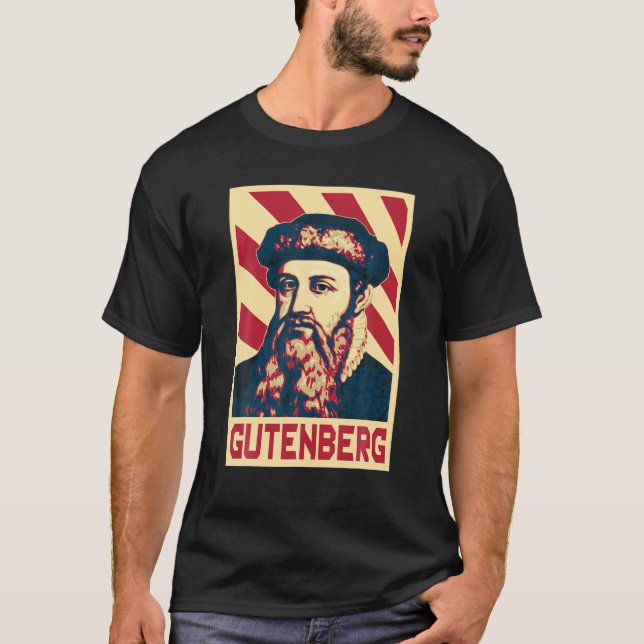 Johannes Gutenberg Presse-Technik-Invent T-Shirt (Vorderseite)