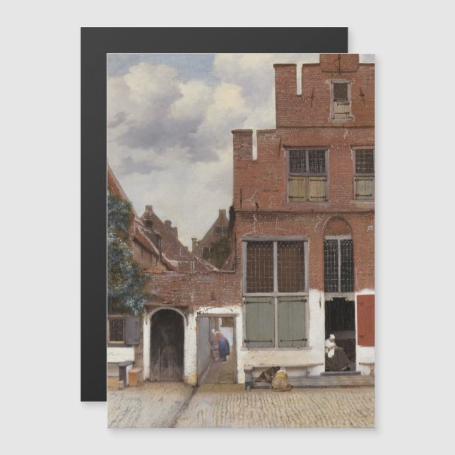 Johannes Vermeer, Ansicht der Häuser in Delft Magneteinladung (Vorne/Hinten)