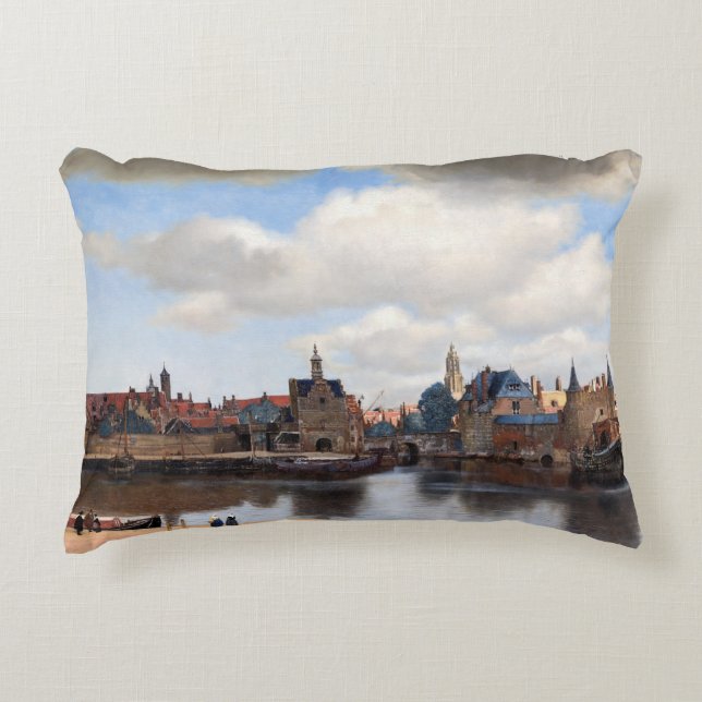 Johannes Vermeer - Blick auf Delft Dekokissen (Vorderseite)