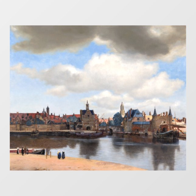 Johannes Vermeer - Blick auf Delft Fensteraufkleber (Blatt)