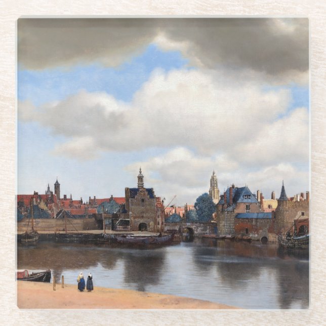Johannes Vermeer - Blick auf Delft Glasuntersetzer (Vorderseite)