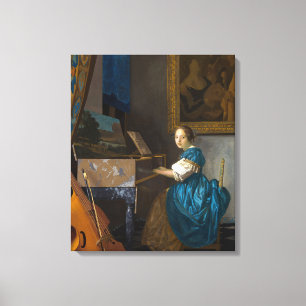 Johannes Vermeer - Dame an einem Virginal Leinwanddruck