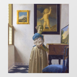 Johannes Vermeer - Dame stehend an einem Virginal Fensteraufkleber