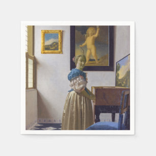 Johannes Vermeer - Dame stehend an einem Virginal Serviette