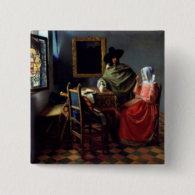 Johannes Vermeer - Das Glas Wein Button (Vorderseite)