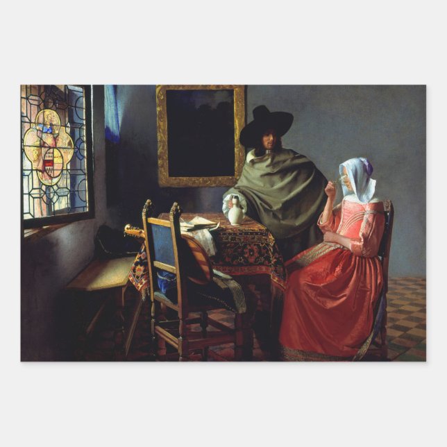 Johannes Vermeer - Das Glas Wein Geschenkpapier Set (Vorderseite)