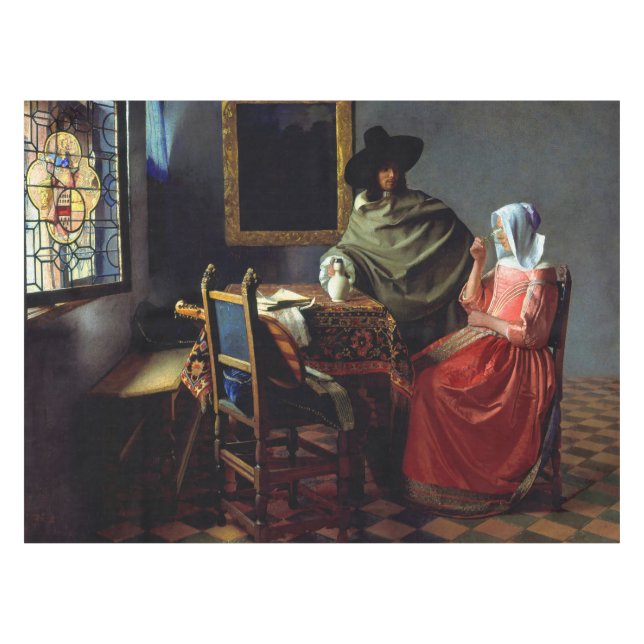 Johannes Vermeer - Das Glas Wein Tischdecke (Vorderseite (Horizontal))