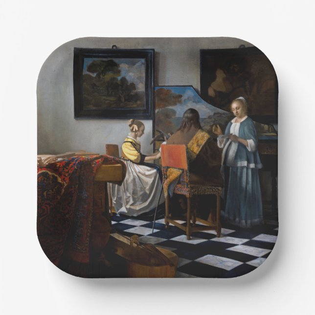 Johannes Vermeer - Das Konzert Pappteller (Vorderseite)