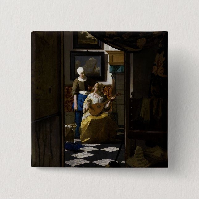 Johannes Vermeer - Das Liebe-Schreiben Button (Vorderseite)