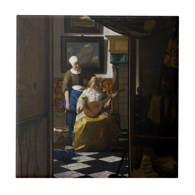 Johannes Vermeer - Das Liebe-Schreiben Fliese (Vorderseite)