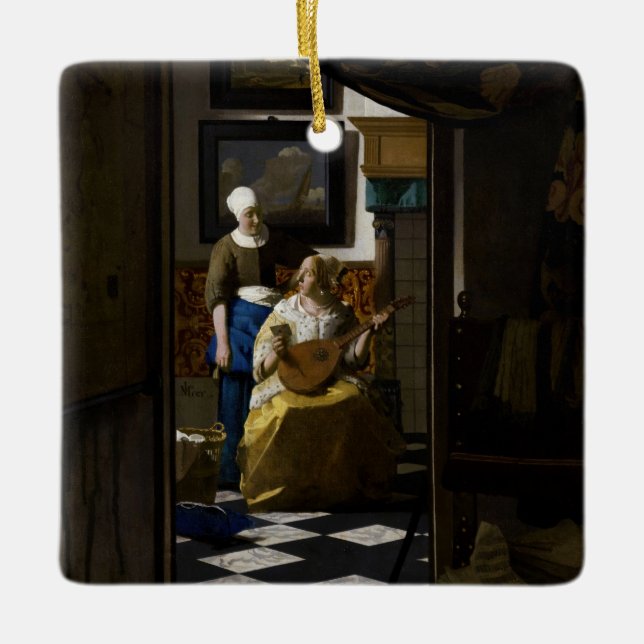 Johannes Vermeer - Das Liebe-Schreiben Keramikornament (Vorderseite)