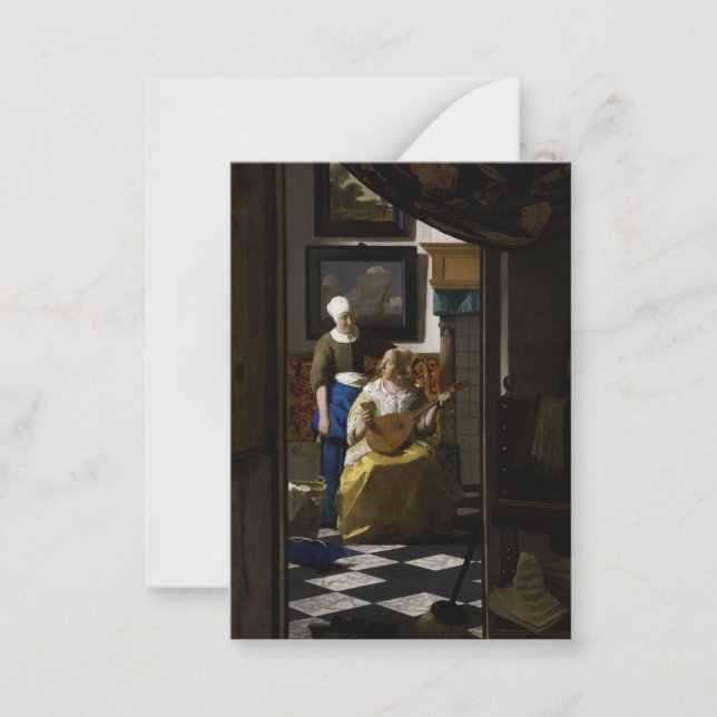 Johannes Vermeer - Das Liebe-Schreiben Mitteilungskarte (Vorderseite)