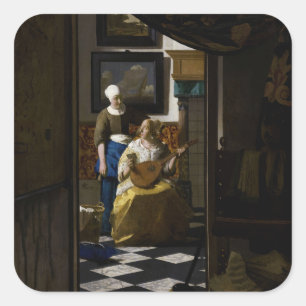 Johannes Vermeer - Das Liebe-Schreiben Quadratischer Aufkleber
