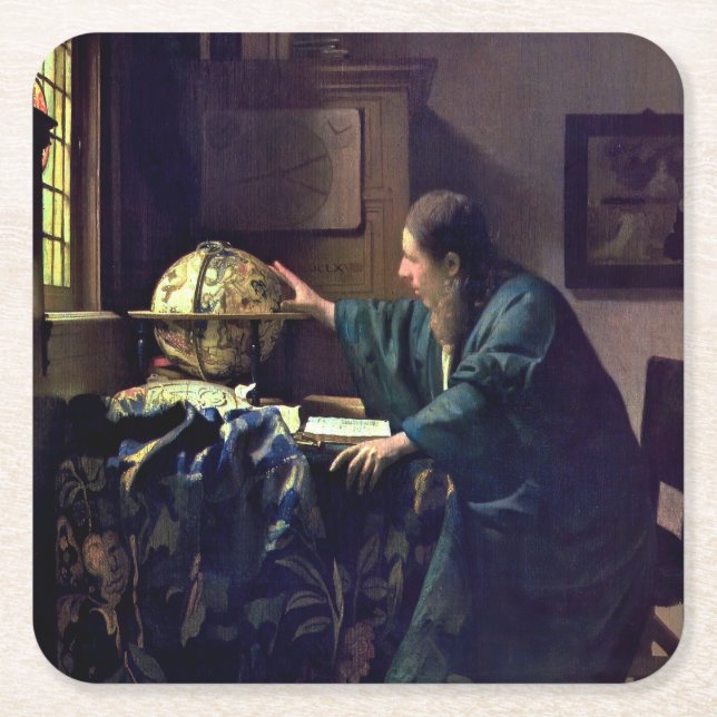Johannes Vermeer - Der Astronom Rechteckiger Pappuntersetzer (Vorderseite)