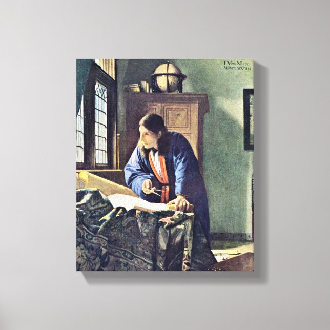 Johannes Vermeer - Der Geograf Leinwanddruck (Vorderseite)