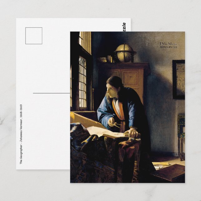 Johannes Vermeer - Der Geograf Postkarte (Vorne/Hinten)