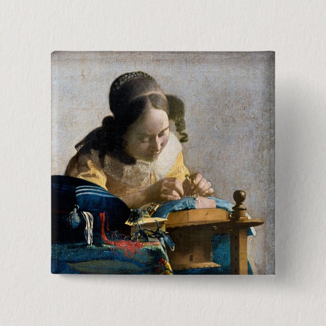 Johannes Vermeer - Der Lacemaker Button (Vorderseite)