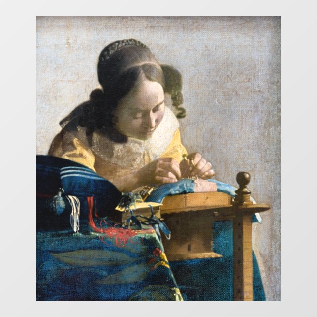 Johannes Vermeer - Der Lacemaker Fensteraufkleber (Blatt)
