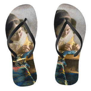 Johannes Vermeer - Der Lacemaker Flip Flops