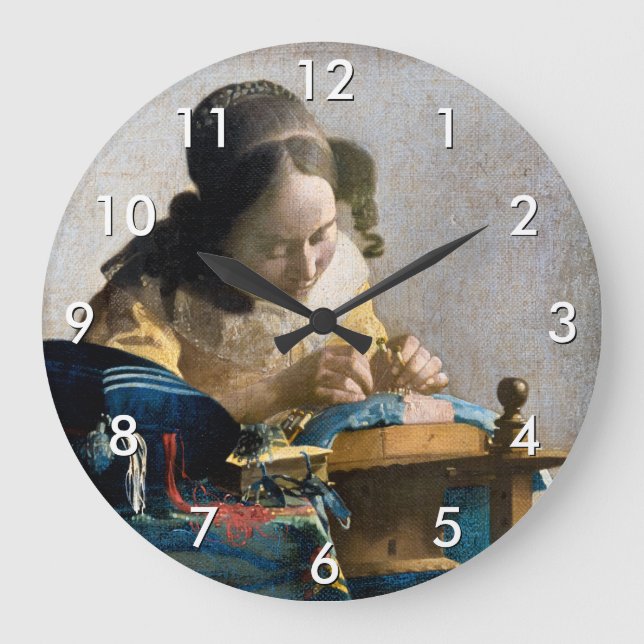 Johannes Vermeer - Der Lacemaker Große Wanduhr (Vorderseite)