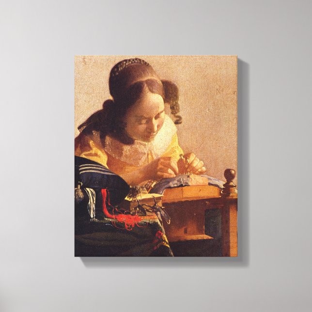 Johannes Vermeer - Der Lacemaker Leinwanddruck (Vorderseite)