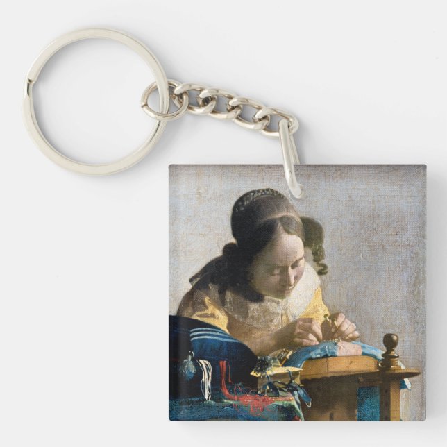 Johannes Vermeer - Der Lacemaker Schlüsselanhänger (Vorderseite)