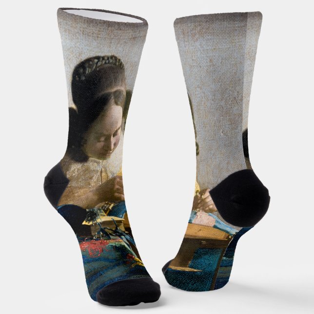 Johannes Vermeer - Der Lacemaker Socken (Gewinkelt)