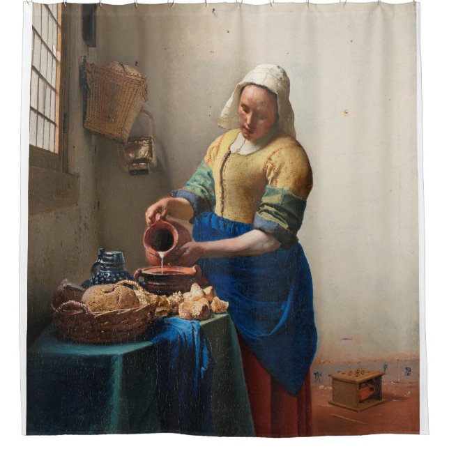 Johannes Vermeer - Der Milchmädchen Duschvorhang (Vorderseite)