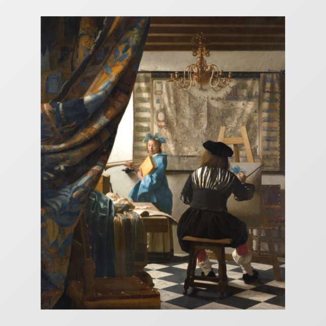 Johannes Vermeer - Die Allegorie des Malens Fensteraufkleber (Blatt)