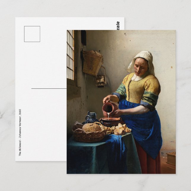 Johannes Vermeer - Die Milchmädchen Postkarte (Vorne/Hinten)