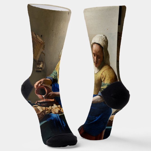 Johannes Vermeer - Die Milchmädchen Socken (Gewinkelt)