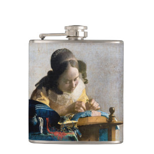 Johannes Vermeer - Die Spitzenklöpplerin Flachmann