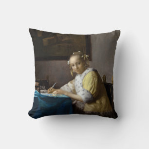 Johannes Vermeer - Eine Dame beim Briefeschreiben Kissen