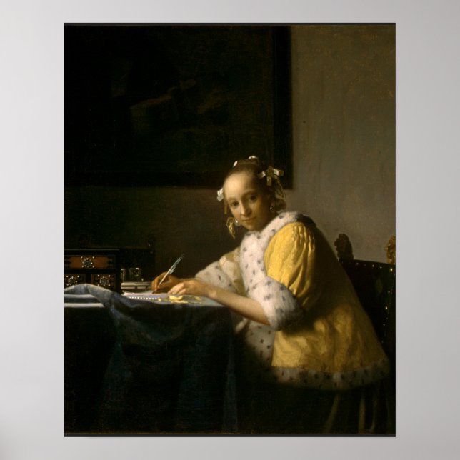 Johannes Vermeer, eine Frau, die einen Brief schre Poster (Vorne)