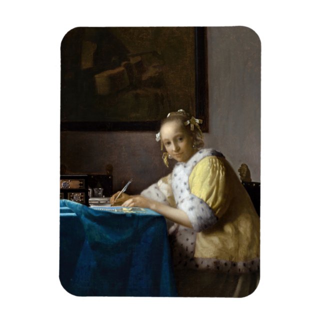 Johannes Vermeer - Eine Lady, die einen Brief schr Magnet (Vertikal)