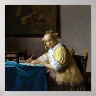 Johannes Vermeer - Eine Lady, die einen Brief schr Poster