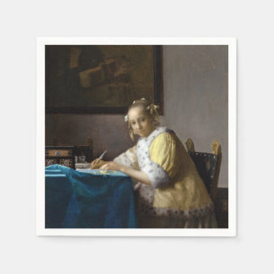 Johannes Vermeer - Eine Lady, die einen Brief schr Serviette