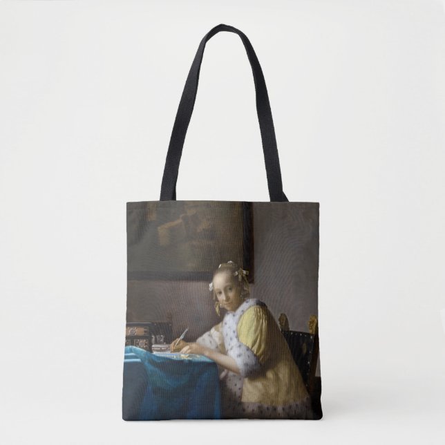 Johannes Vermeer - Eine Lady, die einen Brief schr Tasche (Vorderseite)