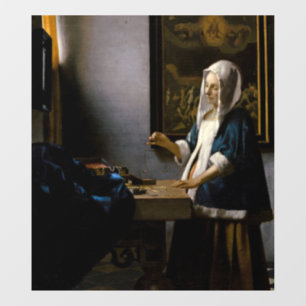 Johannes Vermeer - Frau mit Waage Fensteraufkleber