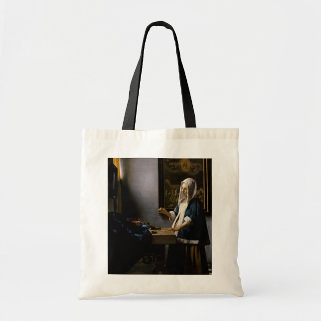 Johannes Vermeer - Frauen, die ein Gleichgewicht h Tragetasche (Vorne)