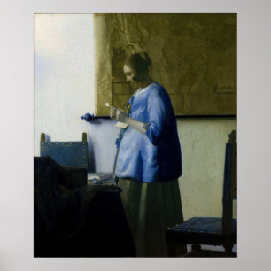 Johannes Vermeer - Frauen in blau lesen einen Brie Poster