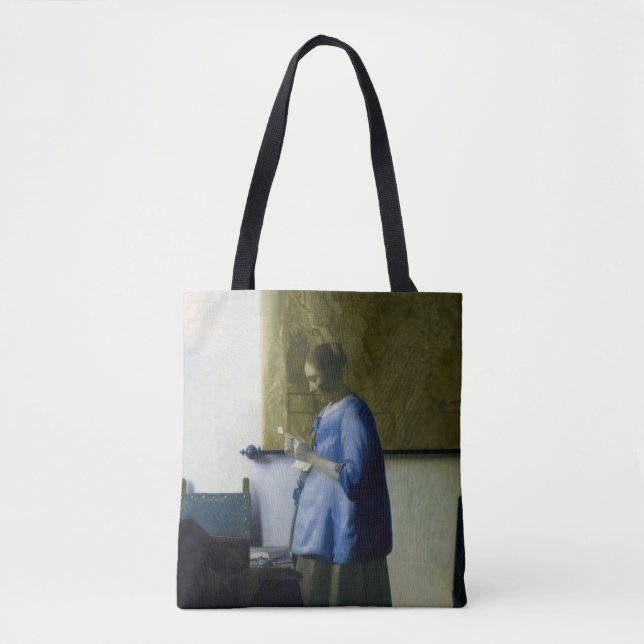 Johannes Vermeer - Frauen in blau lesen einen Brie Tasche (Vorderseite)