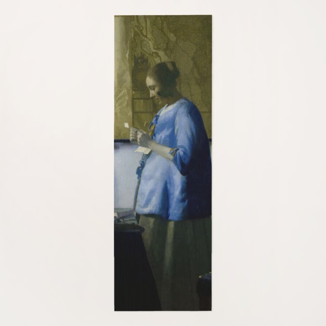 Johannes Vermeer - Frauen in blau lesen einen Brie Yogamatte (Rückseite)