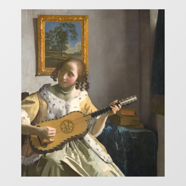 Johannes Vermeer - Gitarrenspieler Fensteraufkleber (Blatt)