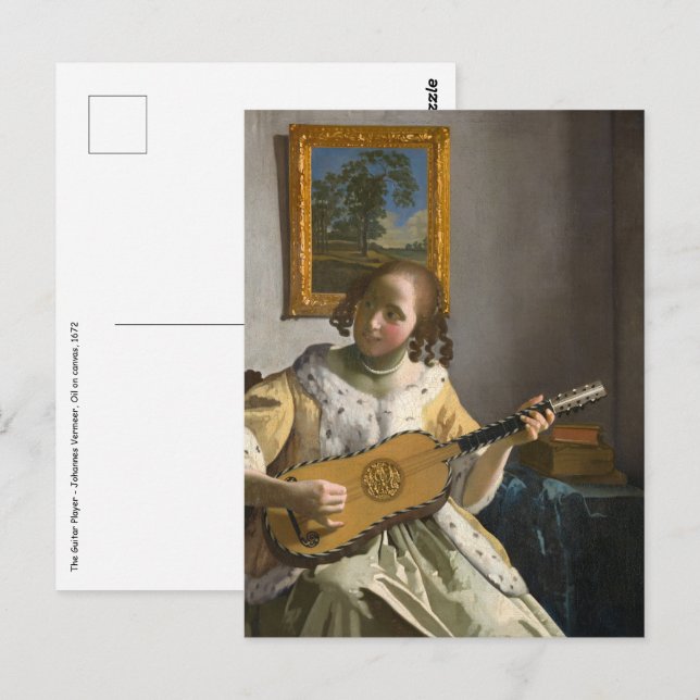 Johannes Vermeer - Gitarrenspieler Postkarte (Vorne/Hinten)