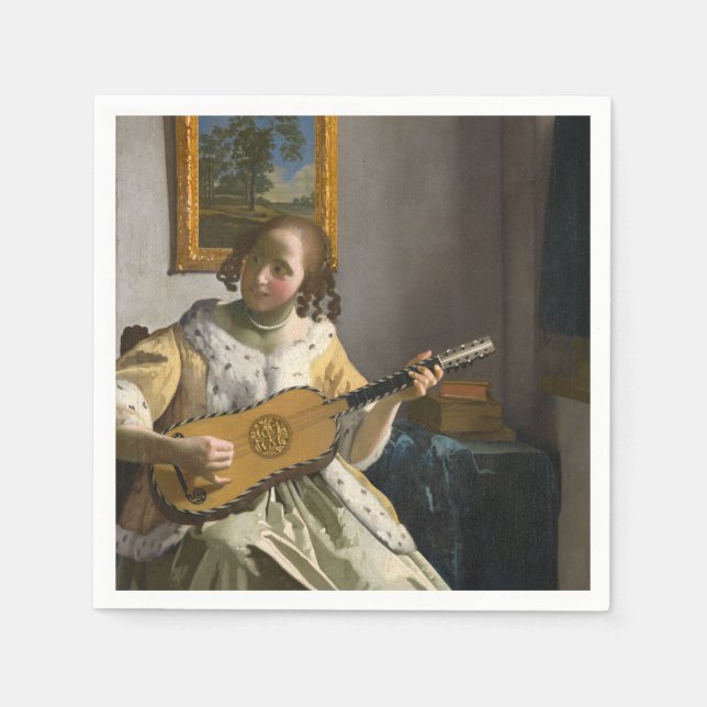 Johannes Vermeer - Gitarrenspieler Serviette (Vorderseite)
