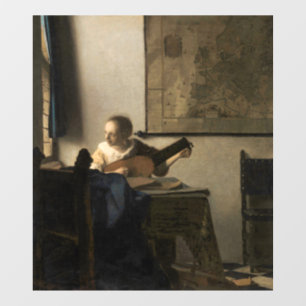 Johannes Vermeer - Junge Frau mit Lute Fensteraufkleber
