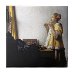 Johannes Vermeer - Junge Frau mit Perlenkette Fliese