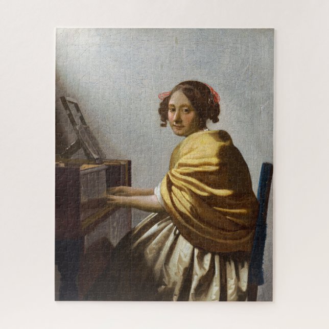 Johannes Vermeer - Junge Frau sitzt bei Virginal (Vertikal)