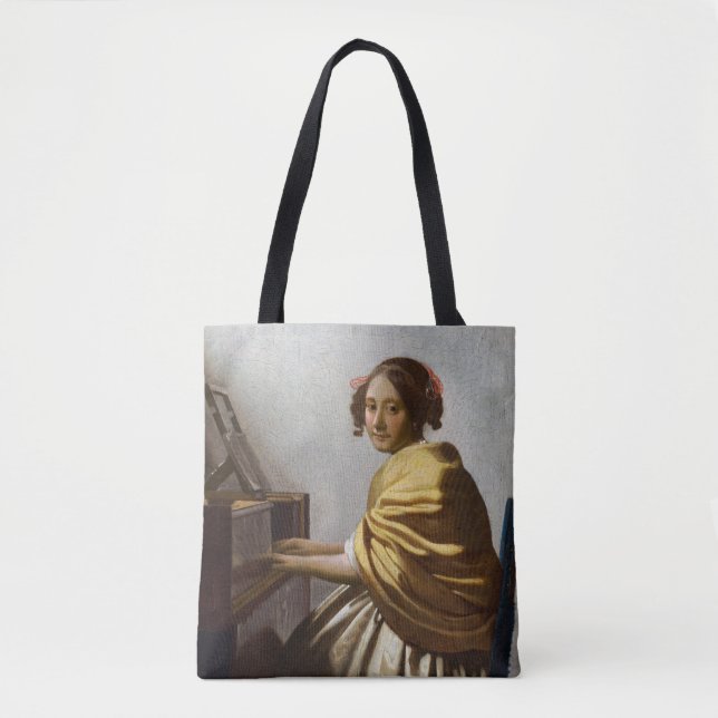 Johannes Vermeer - Junge Frau sitzt bei Virginal Tasche (Vorderseite)